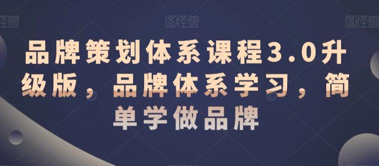 品牌策划体系课程3.0升级版，品牌体系学习，简单学做品牌-桀创项目掘金社