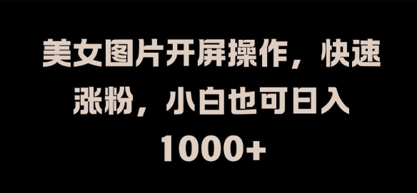 美女图片开屏操作，快速涨粉，小白也可日入1k【揭秘】-桀创项目掘金社
