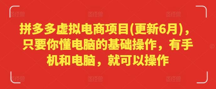 拼多多虚拟电商项目(更新6月)，只要你懂电脑的基础操作，有手机和电脑，就可以操作-桀创项目掘金社