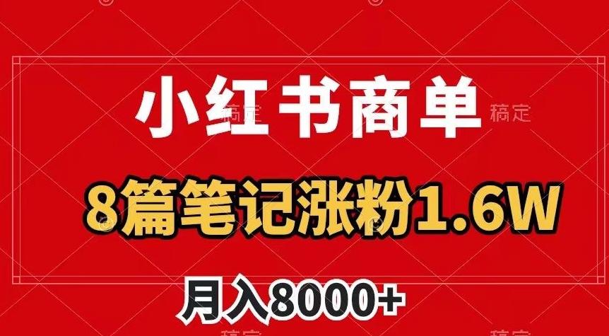 小红书商单最新玩法，8篇笔记涨粉1.6w，作品制作简单，月入8000+【揭秘】-桀创项目掘金社