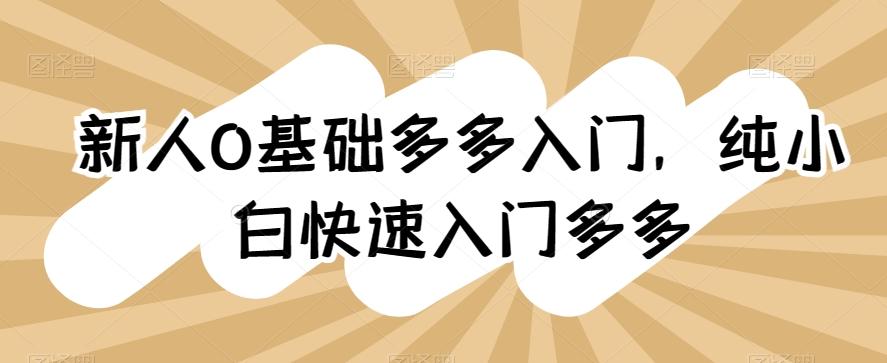 新人0基础多多入门，​纯小白快速入门多多-桀创项目掘金社