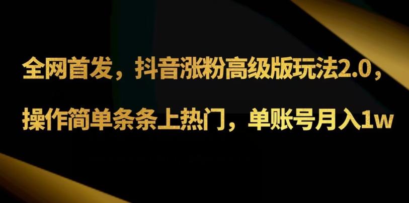 抖音涨粉高级版玩法3.0，操作简单条条上热门，单账号月入1w可批量矩阵（附1500素材）-桀创项目掘金社