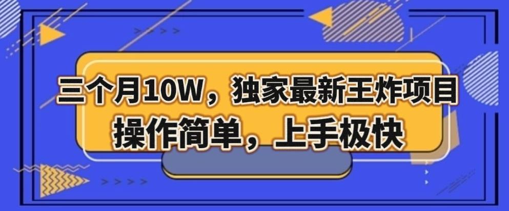 三个月10W，独家最新王炸项目！操作简单，上手极快【揭秘】-桀创项目掘金社