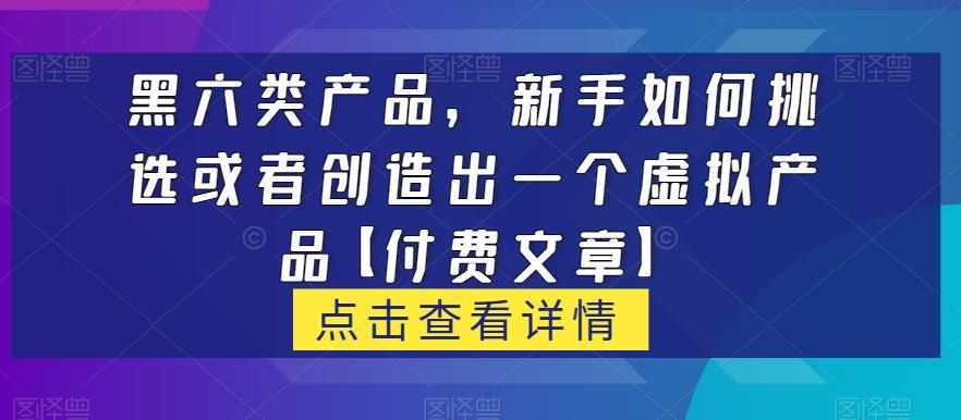 黑六类虚拟产品，新手如何挑选或者创造出一个虚拟产品【付费文章】-桀创项目掘金社