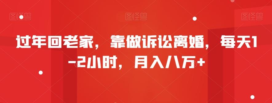 过年回老家，靠做诉讼离婚，每天1-2小时，月入八万+-桀创项目掘金社