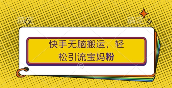 快手无脑搬运，轻松引流宝妈粉，纯小白轻松上手【揭秘】-桀创项目掘金社