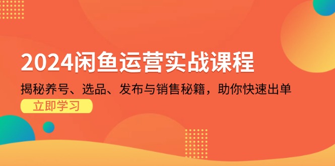 2024闲鱼运营实战课程：揭秘养号、选品、发布与销售秘籍，助你快速出单-桀创项目掘金社