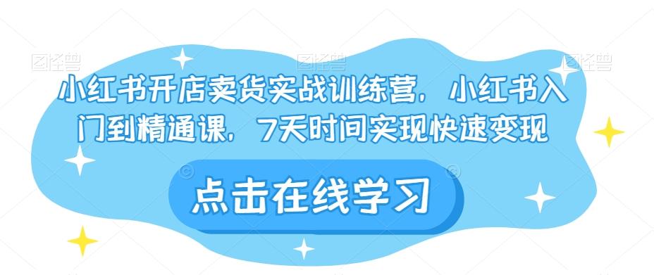 小红书开店卖货实战训练营，小红书入门到精通课，7天时间实现快速变现-桀创项目掘金社