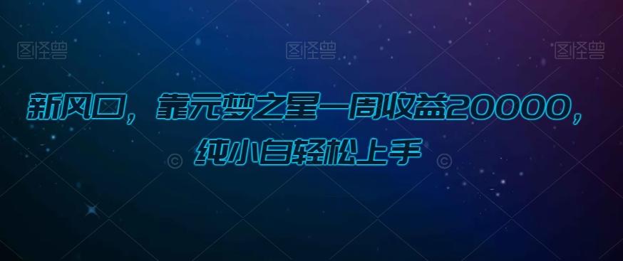 新风口，靠元梦之星一周收益20000，纯小白轻松上手-桀创项目掘金社