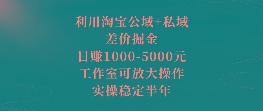 利用淘宝公域+私域差价掘金，日赚1000-5000元，工作室可放大操作，实操…-桀创项目掘金社