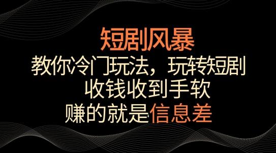 短剧风暴，教你冷门玩法，玩转短剧，收钱收到手软【揭秘】-桀创项目掘金社