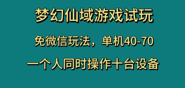 梦幻仙域游戏试玩，免微信玩法，单机40-70，一个人同时操作十台设备【揭秘】-桀创项目掘金社