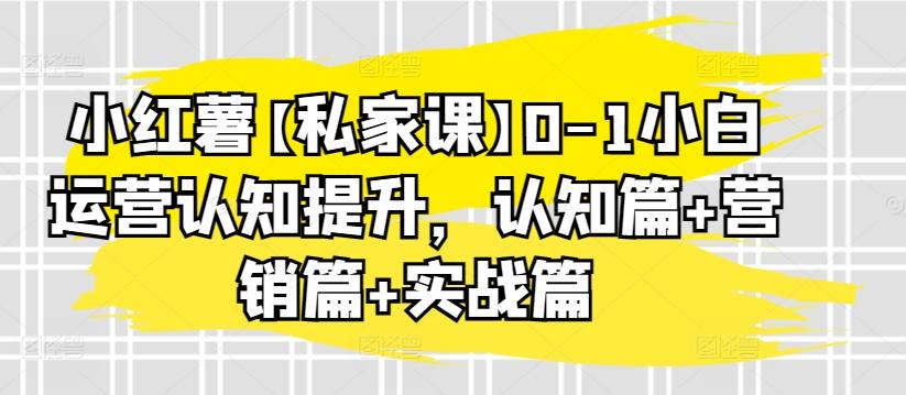 小红薯【私家课】0-1小白运营认知提升，认知篇+营销篇+实战篇-桀创项目掘金社