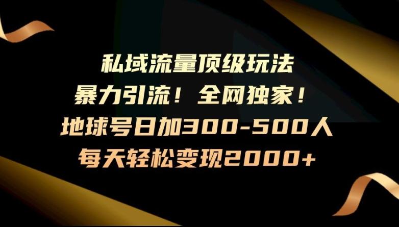 暴力引流，全网独家，地球号日加300-500人，私域流量顶级玩法，每天轻松变现2000+-桀创项目掘金社