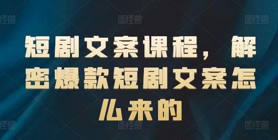 短剧文案课程，解密爆款短剧文案怎么来的-桀创项目掘金社