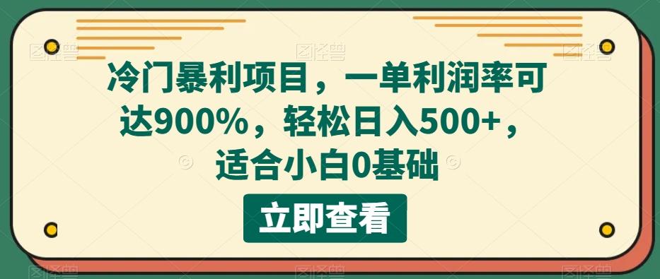 冷门暴利项目，一单利润率可达900%，轻松日入500+，适合小白0基础-桀创项目掘金社