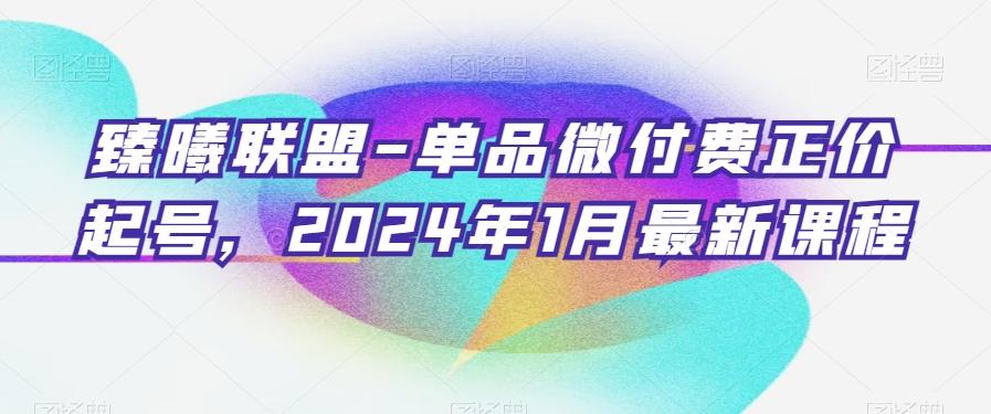 臻曦联盟-单品微付费正价起号，2024年1月最新课程-桀创项目掘金社