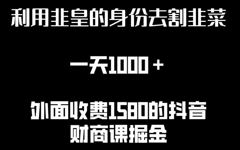 利用非皇的身份去割韭菜，一天1000+(附详细资源)【揭秘】-桀创项目掘金社