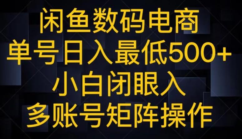 闲鱼数码电商，单号日入最低500+，小白闭眼入，多账号矩阵操作-桀创项目掘金社