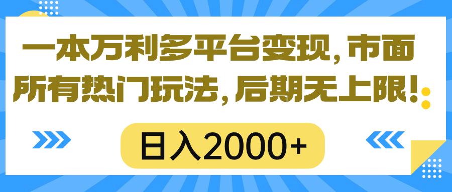 一本万利多平台变现，市面所有热门玩法，日入2000+，后期无上限！-桀创项目掘金社