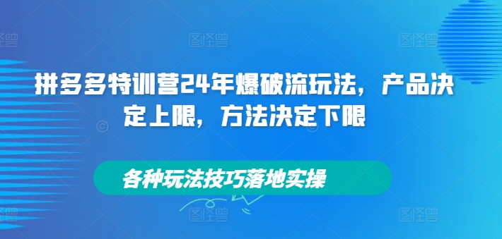 拼多多特训营24年爆破流玩法，产品决定上限，方法决定下限，各种玩法技巧落地实操-桀创项目掘金社