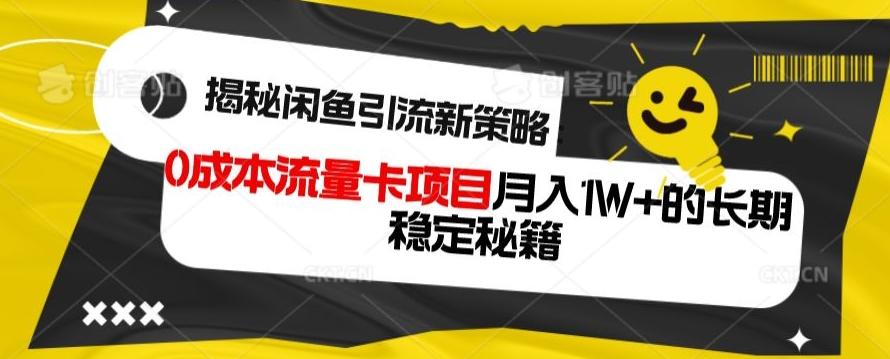 揭秘闲鱼引流新策略：0成本流量卡项目，月入1W+的长期稳定秘籍-桀创项目掘金社