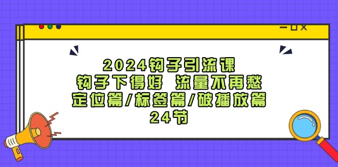 2024钩子引流课：钩子下得好流量不再愁，定位篇/标签篇/破播放篇/24节-桀创项目掘金社