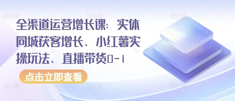 全渠道运营增长课：实体同城获客增长、小红薯实操玩法、直播带货0-1-桀创项目掘金社