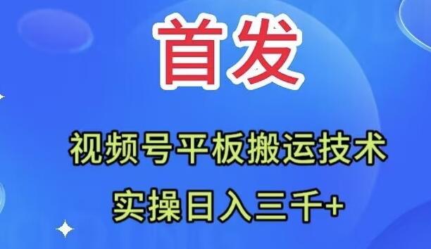 全网首发：视频号平板搬运技术，实操日入三千＋-桀创项目掘金社