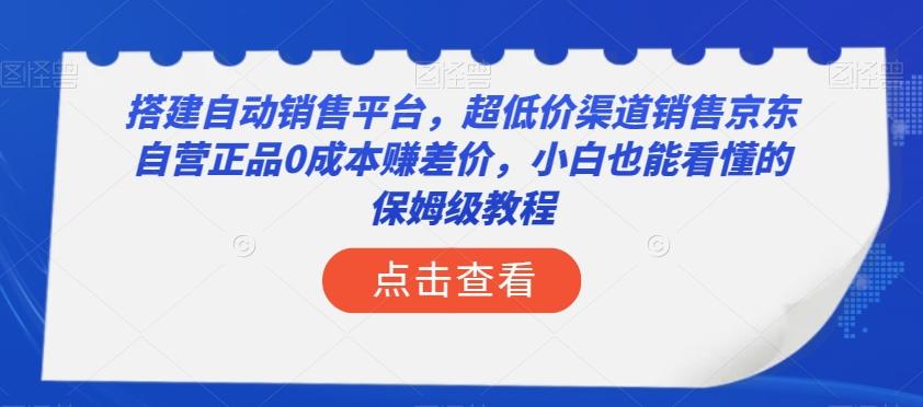 搭建自动销售平台，超低价渠道销售京东自营正品0成本赚差价，小白也能看懂的保姆级教程【揭秘】-桀创项目掘金社