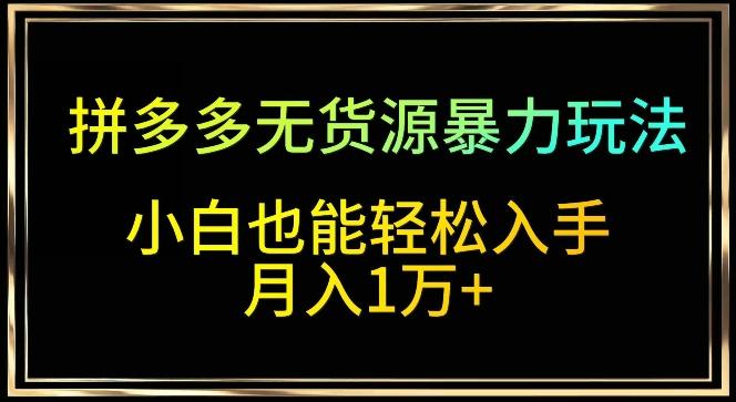 拼多多无货源暴力玩法，全程干货，小白也能轻松入手，月入1万+【揭秘】-桀创项目掘金社