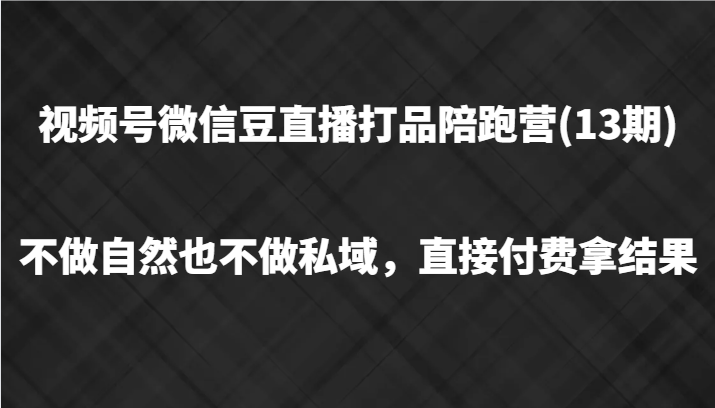 视频号微信豆直播打品陪跑(13期)，不做不自然流不做私域，直接付费拿结果-桀创项目掘金社