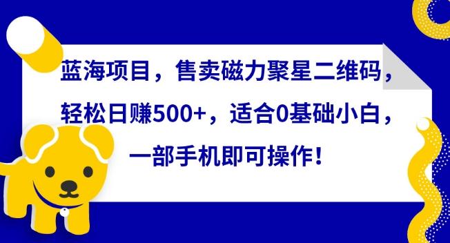 蓝海项目，售卖磁力聚星二维码，轻松日赚500+，适合0基础小白，一部手机即可操作【揭秘】-桀创项目掘金社