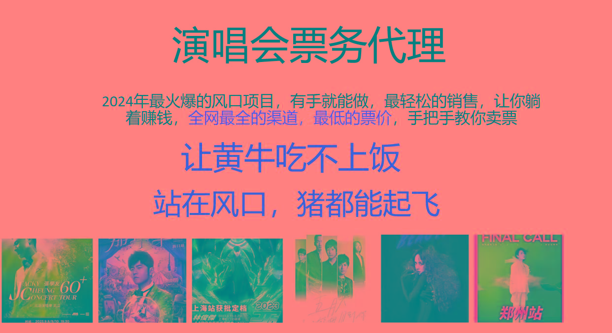 2024年最火爆风口项目，演唱会票务代理，日入2000+，一部手机就能搞定！-桀创项目掘金社