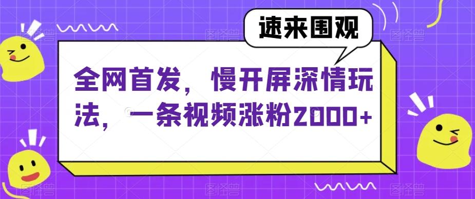 全网首发，慢开屏深情玩法，一条视频涨粉2000+【揭秘】-桀创项目掘金社