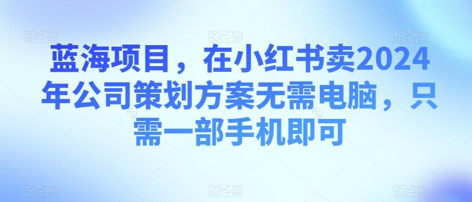 蓝海项目，在小红书卖2024年公司策划方案无需电脑，只需一部手机即可-桀创项目掘金社