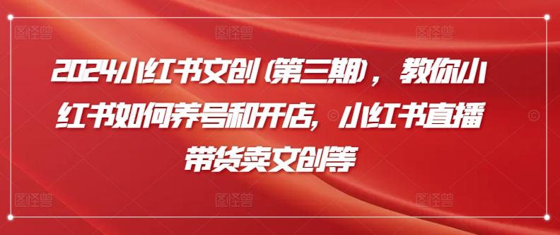 2024小红书文创(第三期)，教你小红书如何养号和开店，小红书直播带货卖文创等-桀创项目掘金社