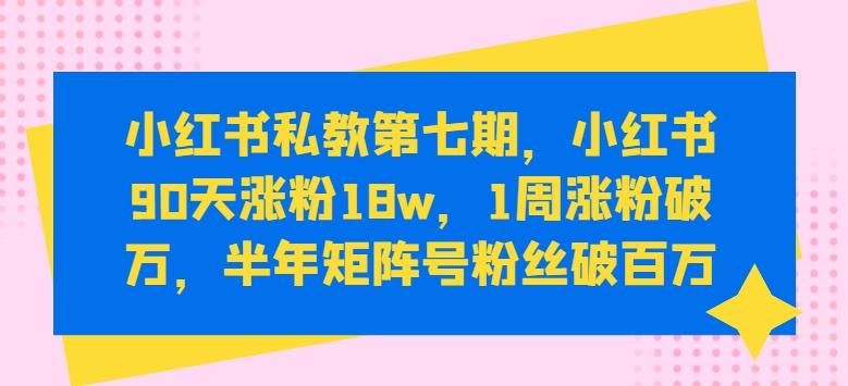 小红书私教第七期，小红书90天涨粉18w，1周涨粉破万，半年矩阵号粉丝破百万-桀创项目掘金社