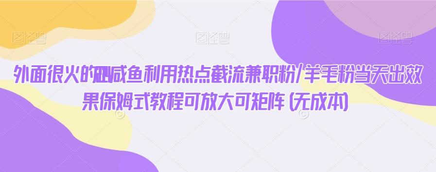 外面很火的2024咸鱼利用热点截流兼职粉/羊毛粉当天出效果保姆式教程可放大可矩阵(无成本)-桀创项目掘金社