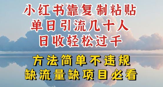 小红书靠复制粘贴单日引流几十人目收轻松过千，方法简单不违规【揭秘】-桀创项目掘金社