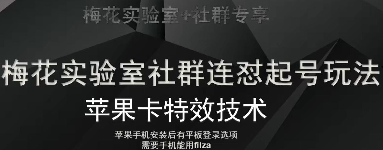 梅花实验室社群视频号连怼起号玩法，最新苹果卡特效技术-桀创项目掘金社