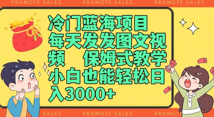 冷门蓝海项目，每天发发图文视频，保姆式教学，小白也能轻松日入3000+-桀创项目掘金社