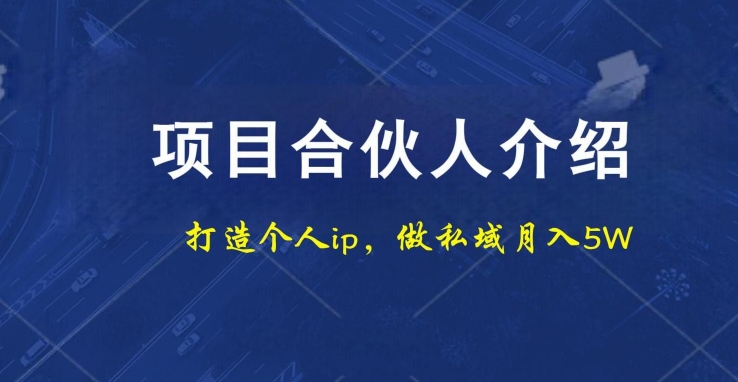 项目合伙人项目，打造个人IP，做私域月入5W，小白勿扰-桀创项目掘金社