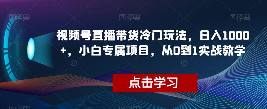 视频号直播带货冷门玩法，日入1000+，小白专属项目，从0到1实战教学【揭秘】-桀创项目掘金社