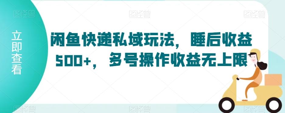 闲鱼快递私域玩法，睡后收益500+，多号操作收益无上限【揭秘】-桀创项目掘金社