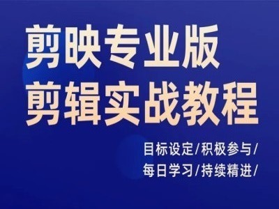 剪映专业版剪辑实战教程，目标设定/积极参与/每日学习/持续精进-桀创项目掘金社