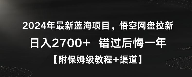 2024年最新蓝海项目，悟空网盘拉新，日入2700+错过后悔一年【附保姆级教程+渠道】【揭秘】-桀创项目掘金社