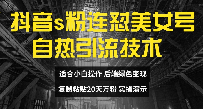 抖音s粉连怼美女号自热引流技术复制粘贴，20天万粉账号，无需实名制，矩阵操作【揭秘】-桀创项目掘金社