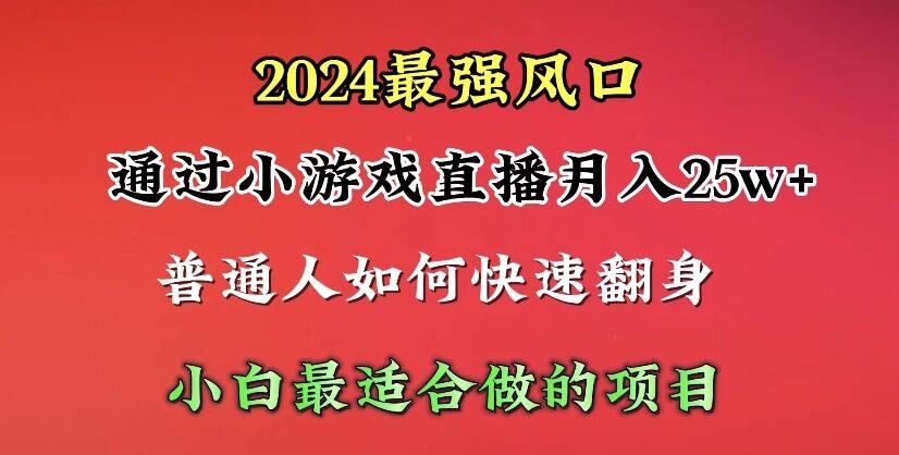 (10020期)2024年最强风口，通过小游戏直播月入25w+单日收益5000+小白最适合做的项目-桀创项目掘金社