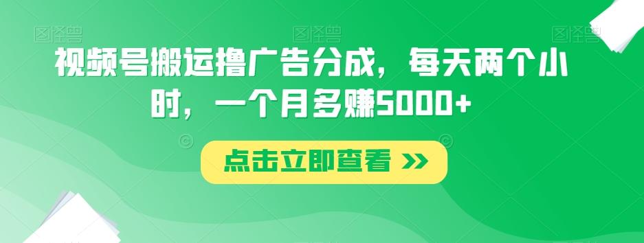 视频号搬运撸广告分成，每天两个小时，一个月多赚5000+-桀创项目掘金社